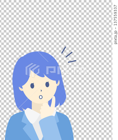 アイデアを思いつくビジネスウーマン|指を立ててひらめく女性会社員イラスト アイデアを思いつくビジネスウーマン|指を立ててひらめく女性会社員イラスト 137559337