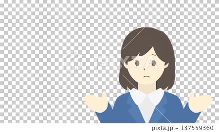 A businesswoman explaining with a troubled face (front illustration) A businesswoman explaining with a troubled face (front illustration) 137559360