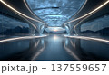 Futuristic underground smart house glass ceiling panoramic ocean view modern architecture serene lighting sunset reflection 137559657