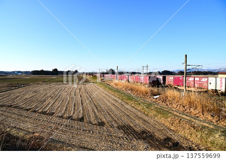 朝の東北本線 貨物列車 朝の東北本線 貨物列車 137559699