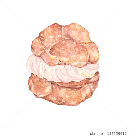 水彩で描いたシュークリーム 137559911