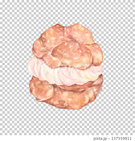 水彩で描いたシュークリーム 137559911
