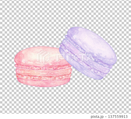 カラフルなマカロンのイラスト　水彩 137559913