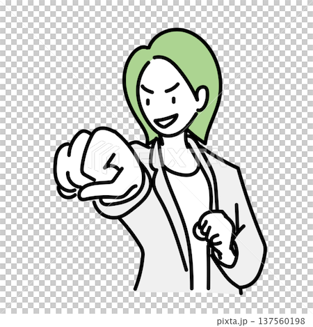 Stock Illustration: A woman in a punching pose thrusting her fist forward 137560198