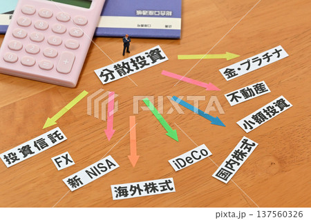 分散投資に悩むビジネスマン 137560326