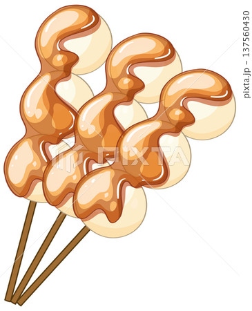 Japanese Mitarashi Dango Skewers with Sweet Soy Glaze Japanese Mitarashi Dango Skewers with Sweet Soy Glaze 137560430