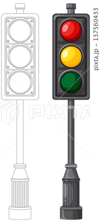 Vector Illustration of Traffic Light with Outline Version 137560433