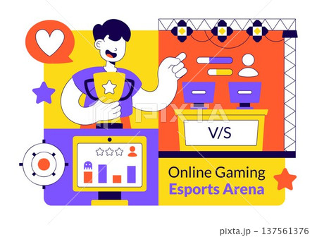 Online Gaming Esports Arena Vector Illustration With Live Streaming Tournament, Competitive Gamers, Digital Game Championship Event Background Online Gaming Esports Arena Vector Illustration With Live Streaming Tournament, Competitive Gamers, Digital Game Championship Event Background 137561376