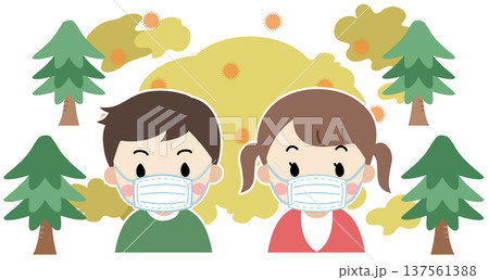 花粉症の季節にマスクをして予防する子供のイラスト 花粉症の季節にマスクをして予防する子供のイラスト 137561388