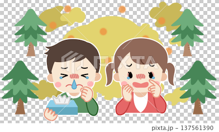 花粉症でくしゃみや目のかゆみがある子供のイラスト 花粉症でくしゃみや目のかゆみがある子供のイラスト 137561390