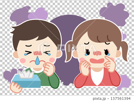Illustration of sick children coughing and sneezing 137561394