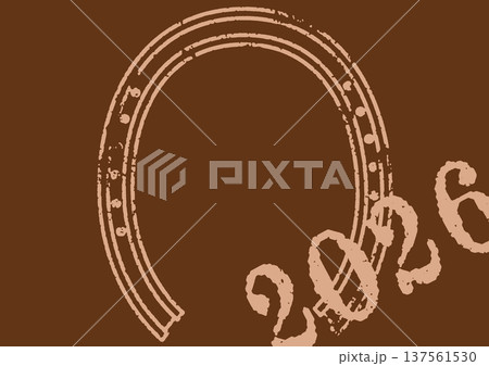 馬蹄のフレームと2026の文字（ヴィンテージ・アンティーク調） 137561530