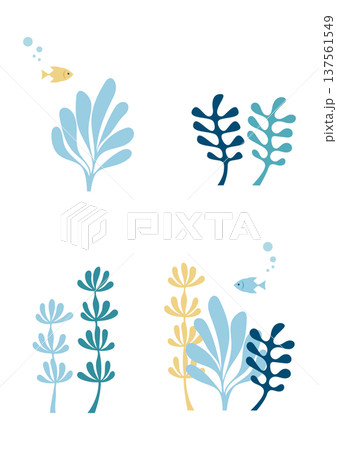 海藻のイラストセット 夏の海素材 137561549