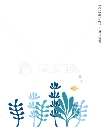 海藻と海の背景 コピースペースあり 夏の海イラスト 縦構図 137561551