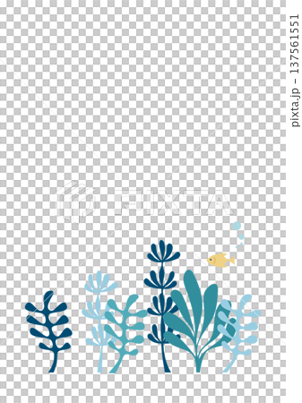 海藻と海の背景 コピースペースあり 夏の海イラスト 縦構図 137561551