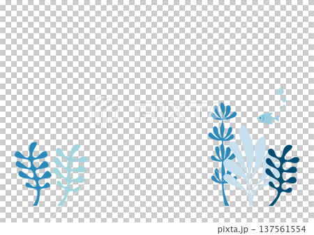 海藻と魚の海背景 横構図 夏の涼しい海イラスト 137561554