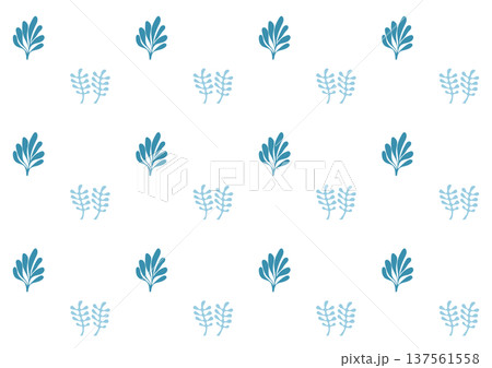 海藻のシームレスパターン 涼しげな海の背景素材 夏のミニマルイラスト 137561558