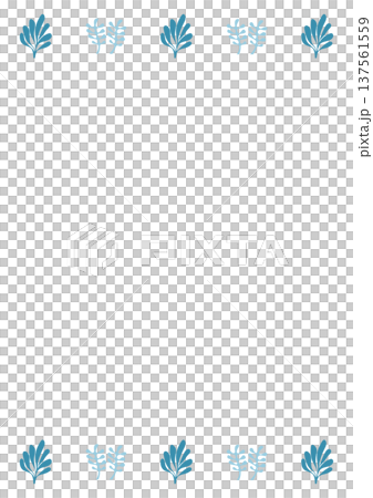 上下に海藻のある涼しい海フレーム 縦構図の夏背景イラスト 137561559