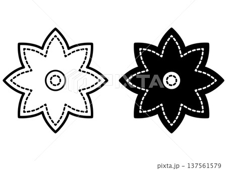 手芸・ハンドメイドイメージ・可愛い花のワッペン風ステッチアイコンセット 137561579