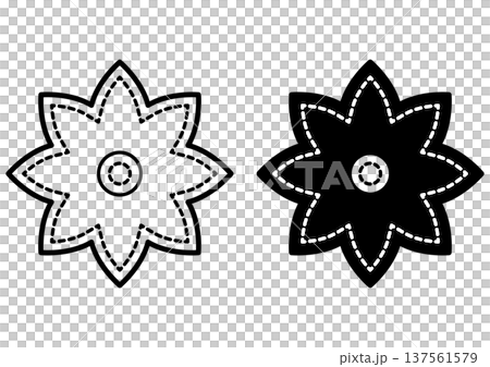 手芸・ハンドメイドイメージ・可愛い花のワッペン風ステッチアイコンセット 137561579