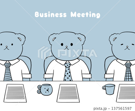 会議中の可愛いクマのビジネスイラスト素材 137561597
