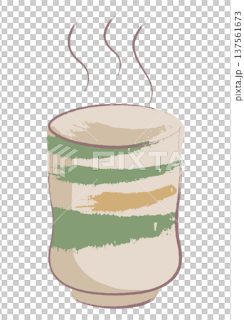 日式茶杯冒著蒸氣的插圖 日式茶杯冒著蒸氣的插圖 137561673