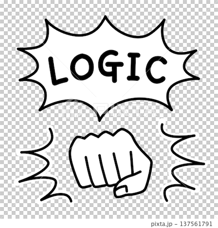 パンチする拳と吹き出しに入ったLOGICの文字で、ロジカルハラスメントを表現したイラスト パンチする拳と吹き出しに入ったLOGICの文字で、ロジカルハラスメントを表現したイラスト 137561791