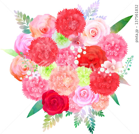 バラとカーネーションの花束 137561832