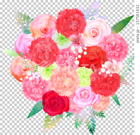 バラとカーネーションの花束 137561832