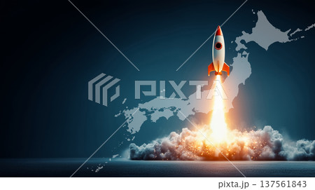 宇宙へ飛び立つロケットが象徴する日本の未来イノベーション 137561843