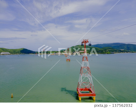 Cable car over the sea. Cable car over the sea. 137562032