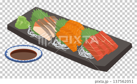 三種新鮮刺身的插圖 137562051