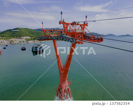 Cable car over the sea. Cable car over the sea. 137562354