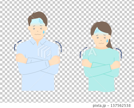 悪寒がする男性・女性のイラストベクター素材のイラスト素材 [137562538] - PIXTA