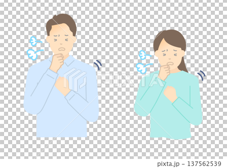 男女咳嗽的向量插圖 男女咳嗽的向量插圖 137562539