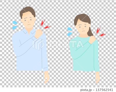 Vector illustration of men and women suffering from stiff shoulders 137562541