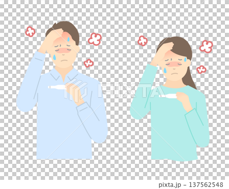 Vector illustration of a man and woman with a fever Vector illustration of a man and woman with a fever 137562548
