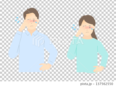 男女眼睛發癢的向量插圖 男女眼睛發癢的向量插圖 137562550