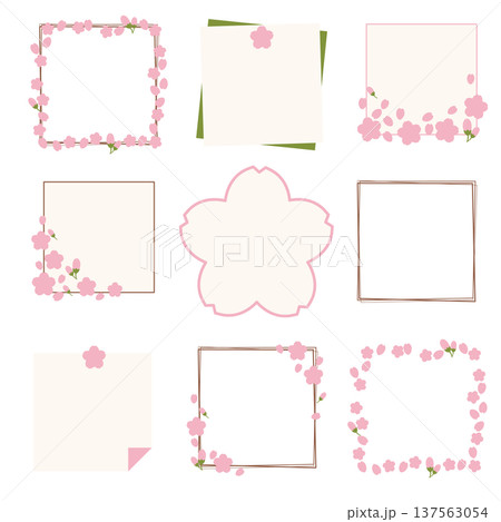 桜の花びらで飾ったシンプルで可愛い枠セット 137563054