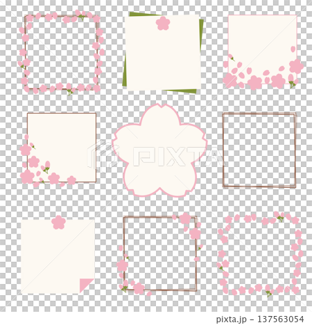 桜の花びらで飾ったシンプルで可愛い枠セット 137563054