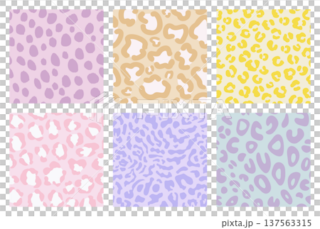 Pastel colored animal print background Animal print pattern set 137563315