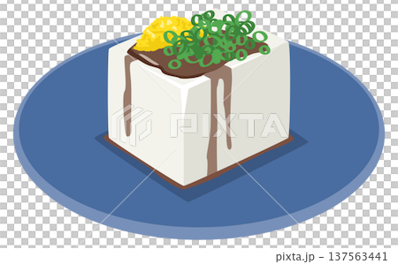 お皿にもった冷奴のイメージイラスト 137563441