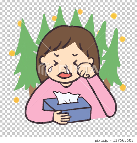 女孩出現花粉症症狀 女孩出現花粉症症狀 137563503