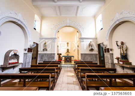 View of St. Francis Xavier's Church in Coloane, Macau. This chapel follows the baroque style of Macao's major churches. 137563603