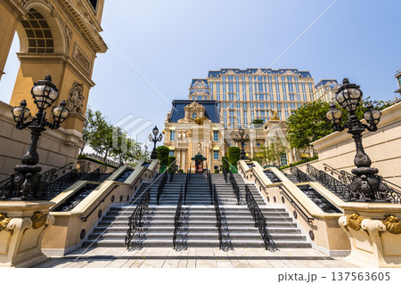 Beautiful view of Parisian Macao is a casino resort on the Cotai Strip in Macau, China, owned by Las Vegas Sands. Beautiful view of Parisian Macao is a casino resort on the Cotai Strip in Macau, China, owned by Las Vegas Sands. 137563605