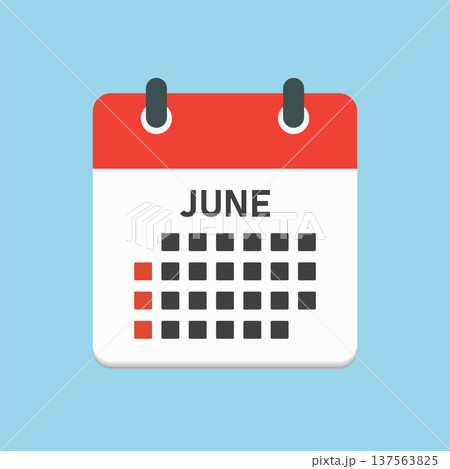 Vector template icon page calendar, month June 137563825