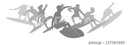 Surfer Surfboard Surfers Men Women Silhouettes 137563885