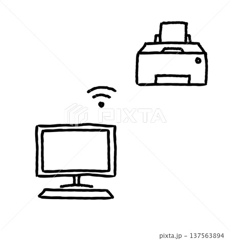 パソコンからプリントする手描きのイラスト 137563894