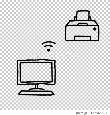 パソコンからプリントする手描きのイラスト 137563894