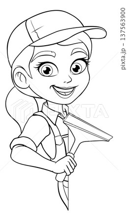 Woman Female Squeegee Window Cleaner Woman Female Squeegee Window Cleaner 137563900
